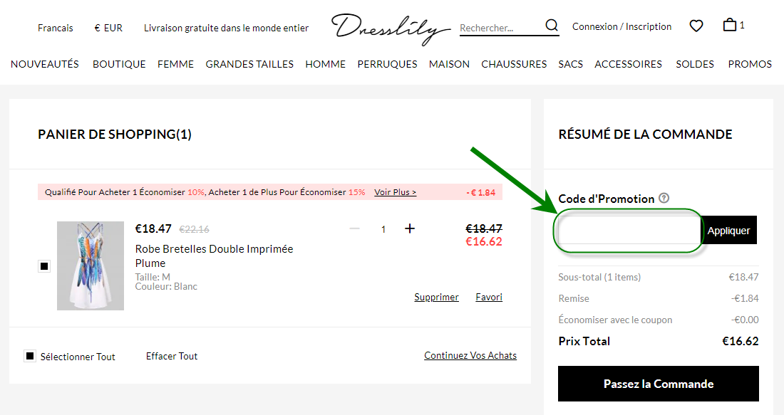 Comment utiliser le code promo chez DressLily?