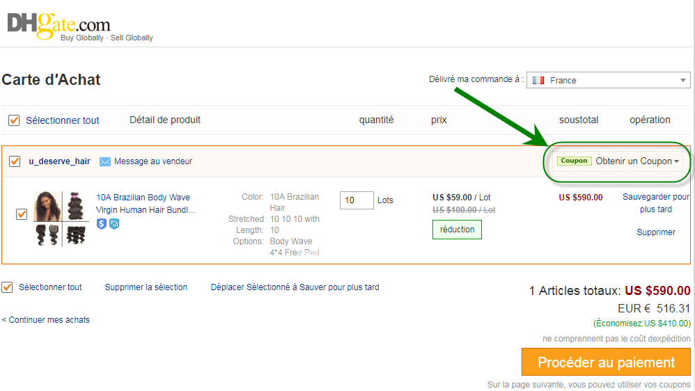 Comment utiliser le code promo DHgate - 1
