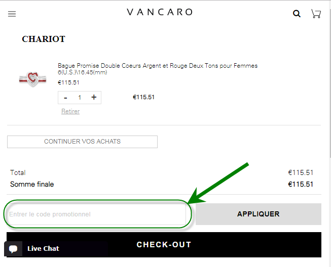 Comment utiliser le code promo chez Vancaro