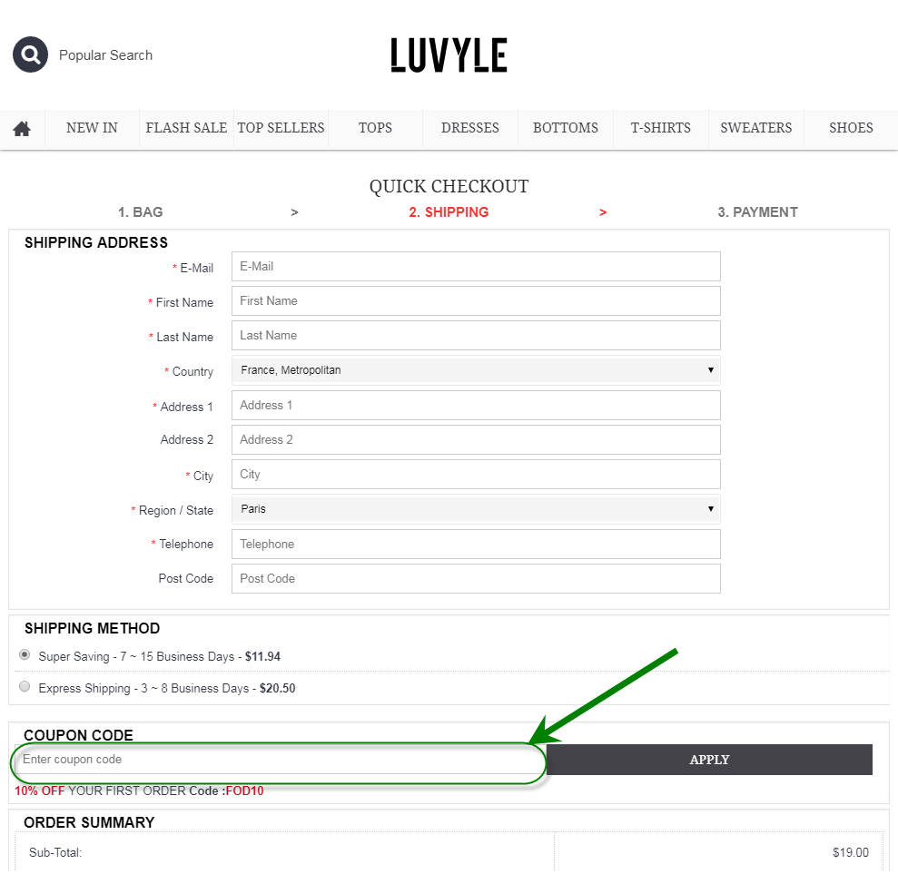 Comment utiliser le code promo Luvyle?