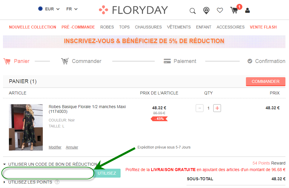 Comment utiliser le code promo Floryday?